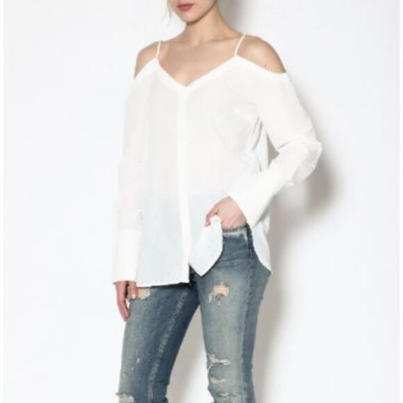 ESSUE WHITE BUTTON-DOWN TOP - Picture 1 of 6